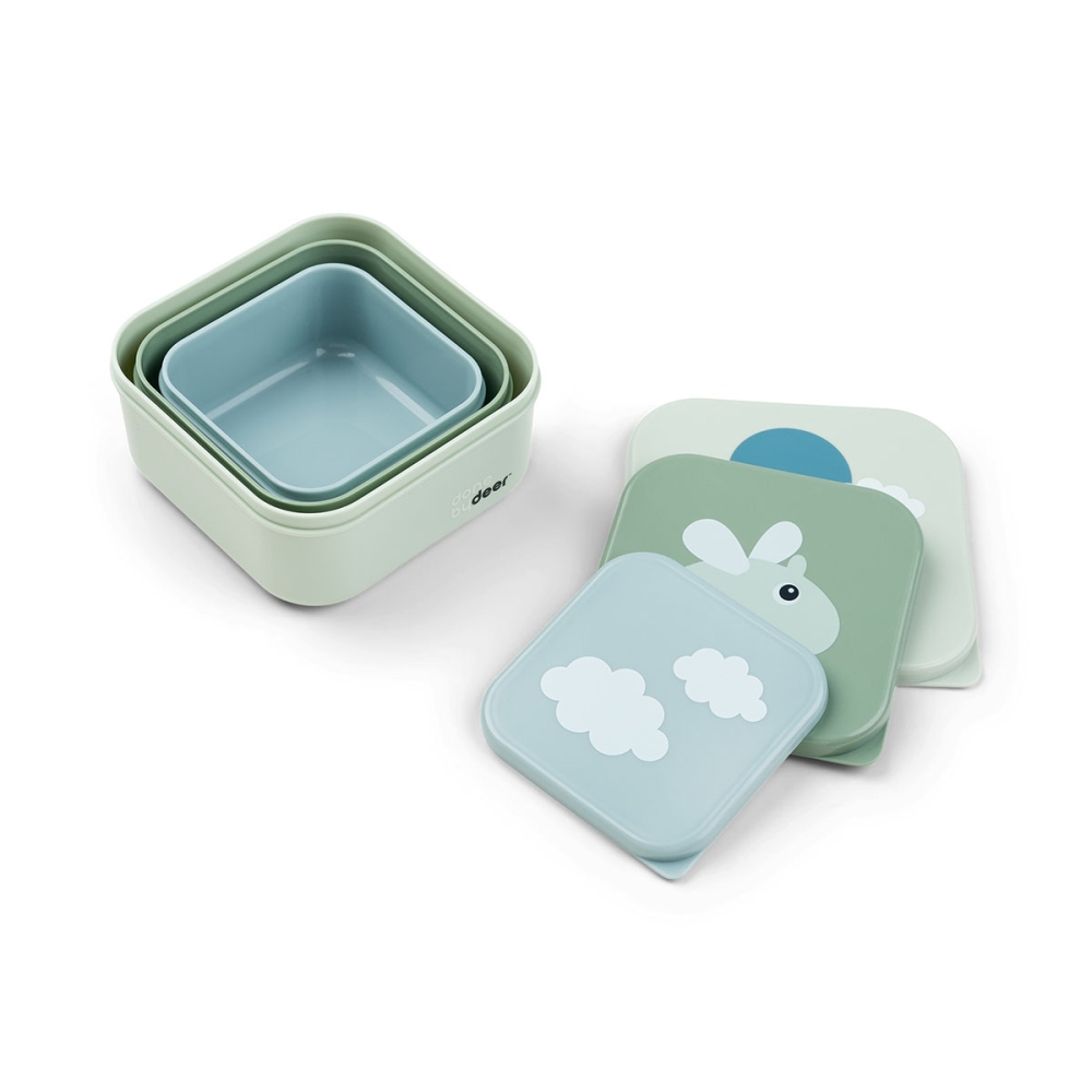 Snackbox-Set 3-er Pack Happy clouds Green