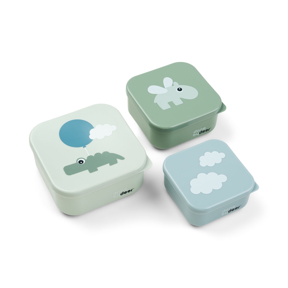 Snackbox-Set 3-er Pack Happy clouds Green